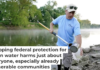 A Des Moines Water Works employee takes samples from a nearby river for analysis. The regional water utility delivers drinking water to more than 500,000 Iowans. AP Photo/Charlie Neibergall